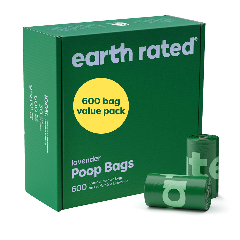 Earth Rated frontal del paquete lavanda mostrando cantidad y marca