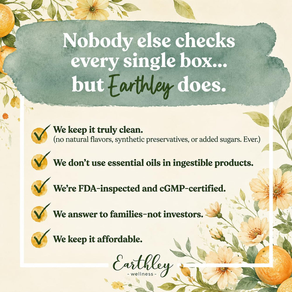 Comparación de tamaño Earthley Wellness en mano para escala real