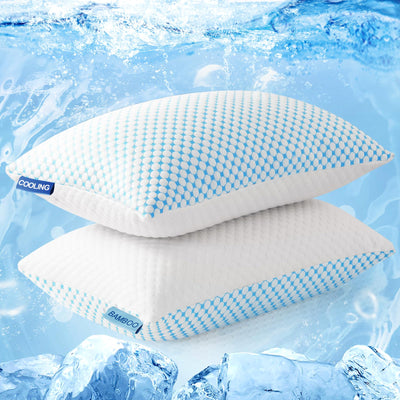 EASELAND almohadas queen firm vista frontal y empaque, soporte firme visible