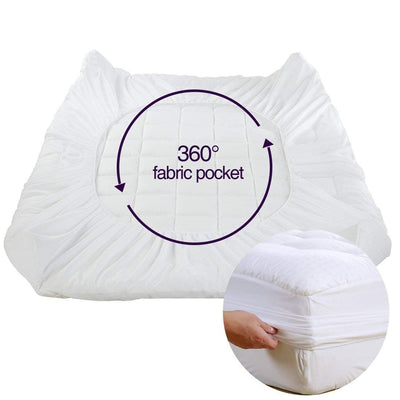 EASELAND mattress pad in a styled bedroom showing improved comfort and visual appeal