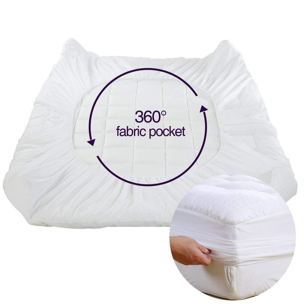 EASELAND mattress pad in a styled bedroom showing improved comfort and visual appeal