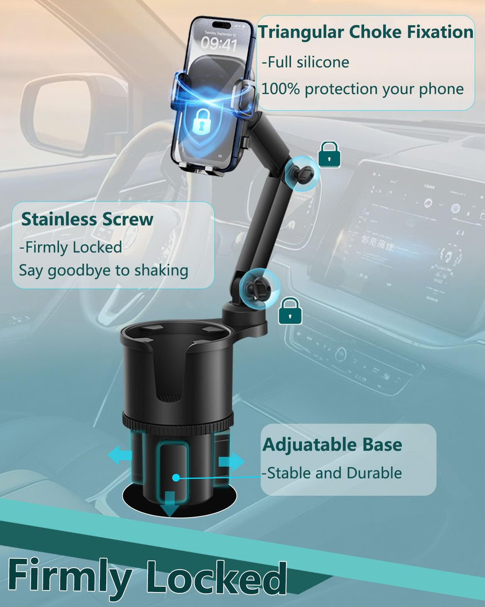 Easkkty escena de estilo de vida en coche mostrando instalación limpia y ordenada