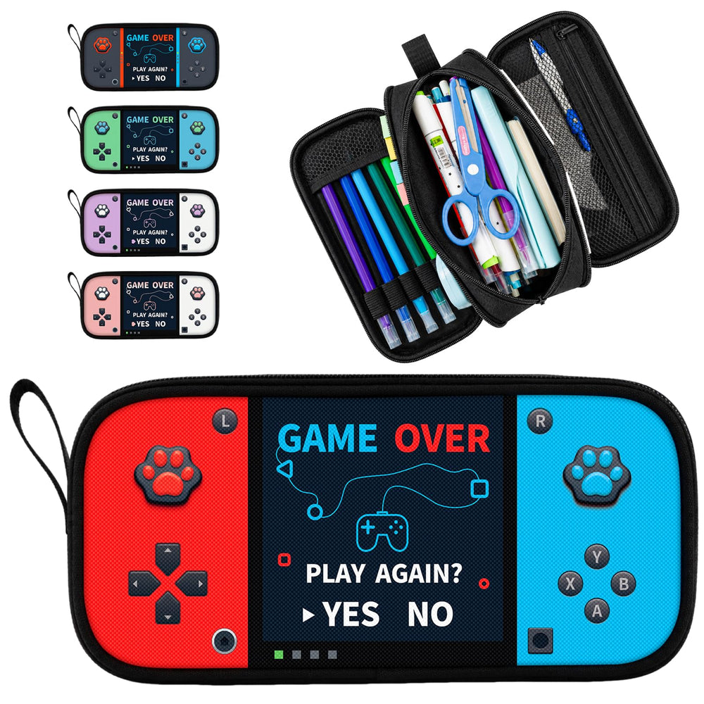 Easozoom estuche frontal rojo y azul muestra diseño mando y capacidad