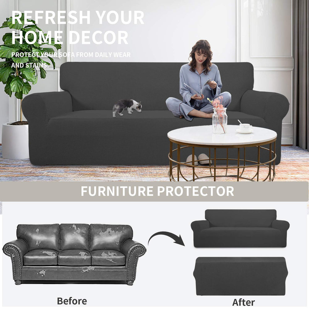 Comparación antes y después con funda Easy-Going para renovar sofá