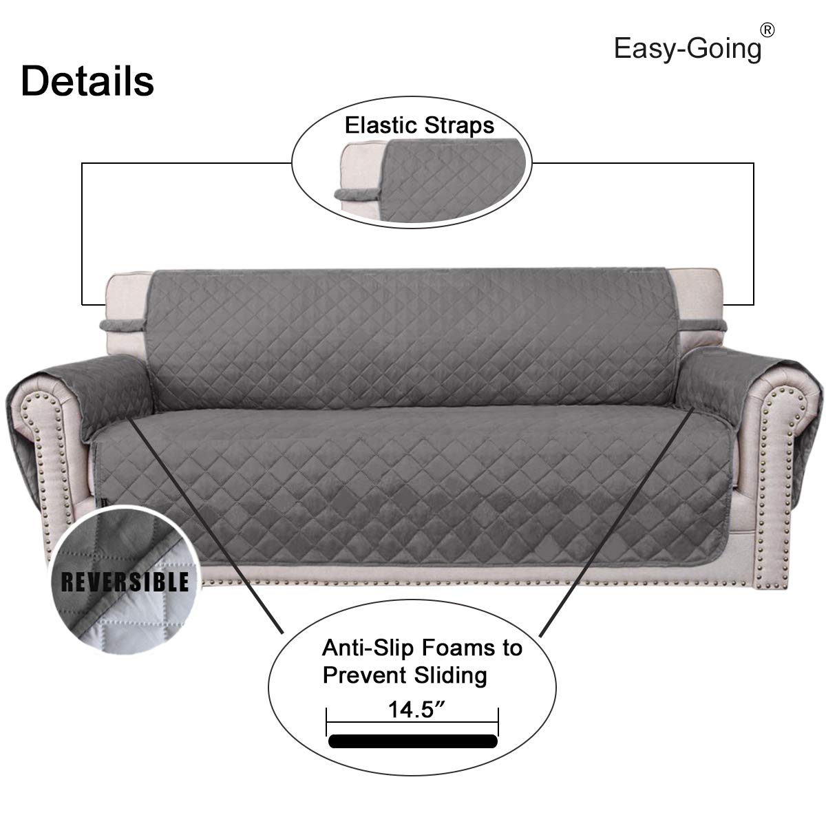 Easy-Going quilted texture detail highlighting durable stitching and stylish finish