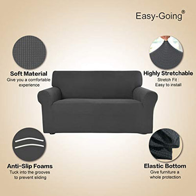 Easy-Going slipcover installed on sofa in living room illustrating refreshed style