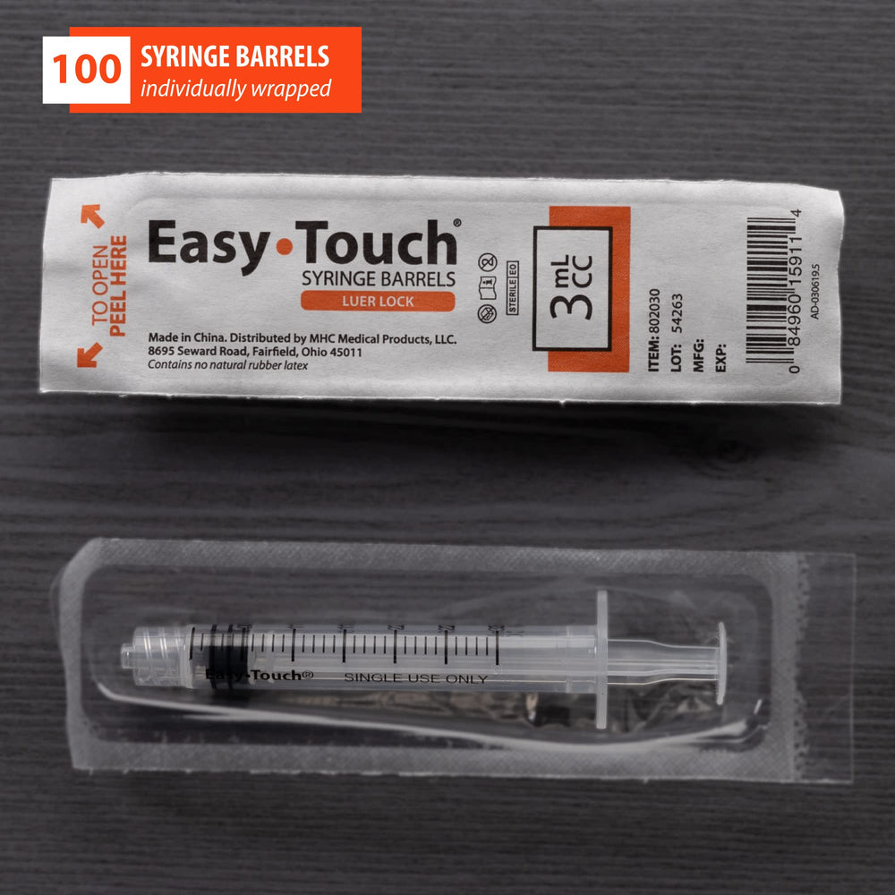 Easy Touch barril conectado a adaptador Luer-Lock con seguridad