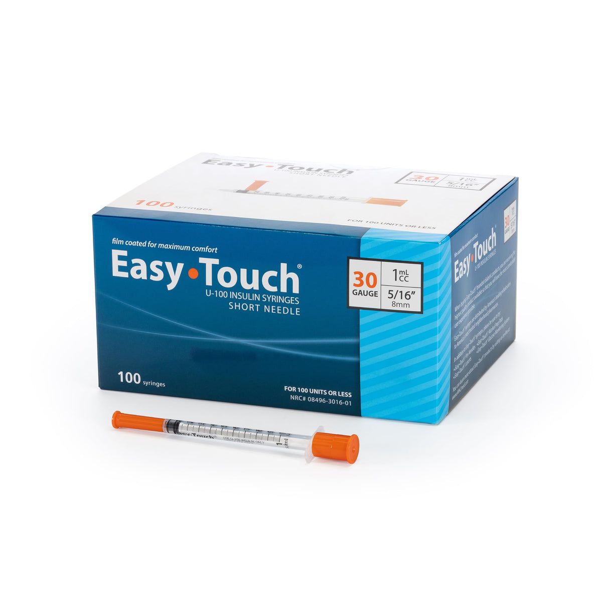 EasyTouch frente del empaque mostrando 100 unidades y protección