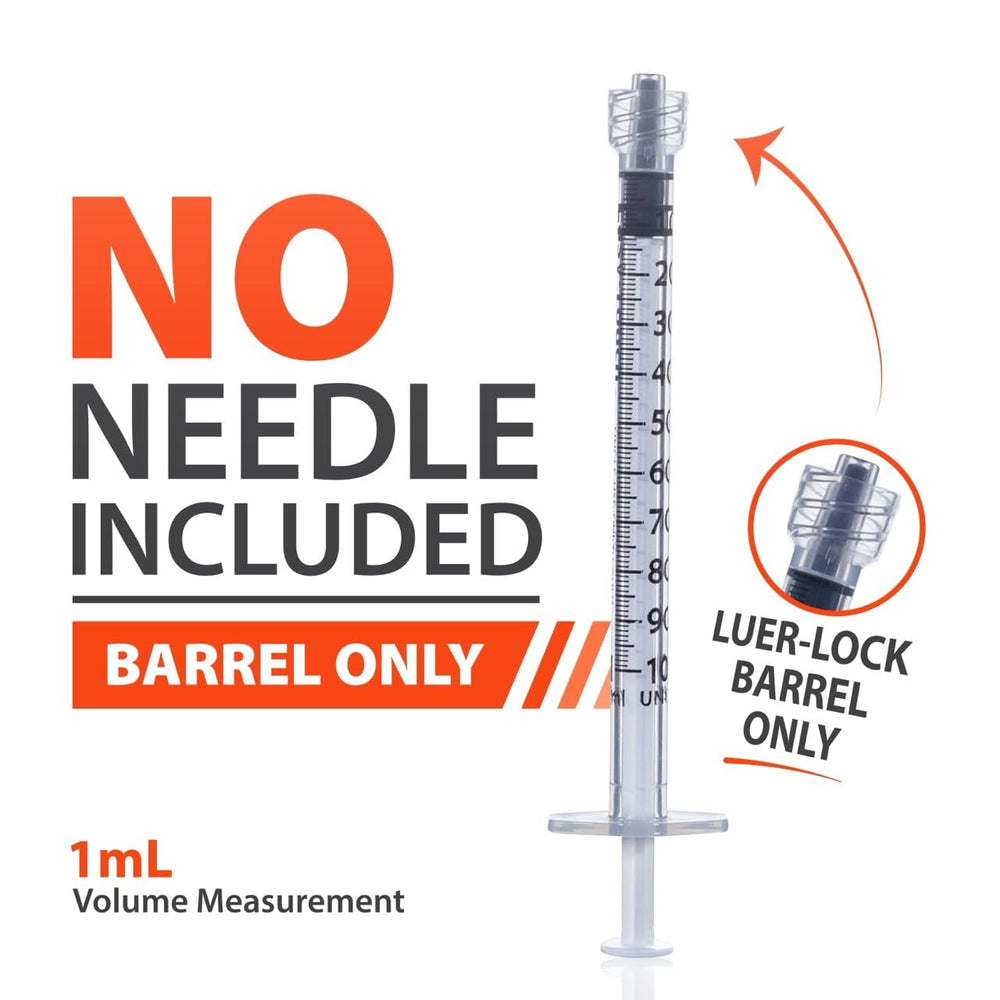 Easy Touch size comparison with ruler illustrating compact 1 mL scale