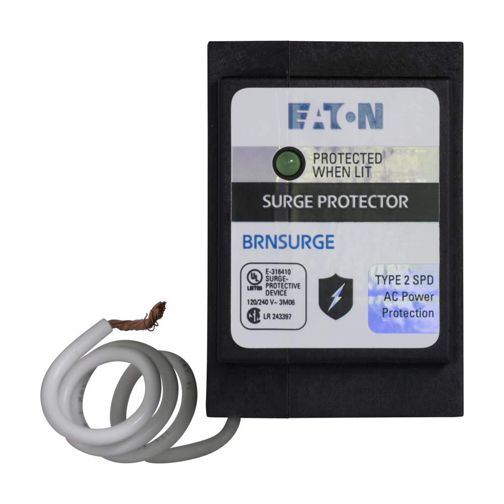 Eaton BRNSURGE close-up of electrical connection detail emphasizing secure panel fit and reliability