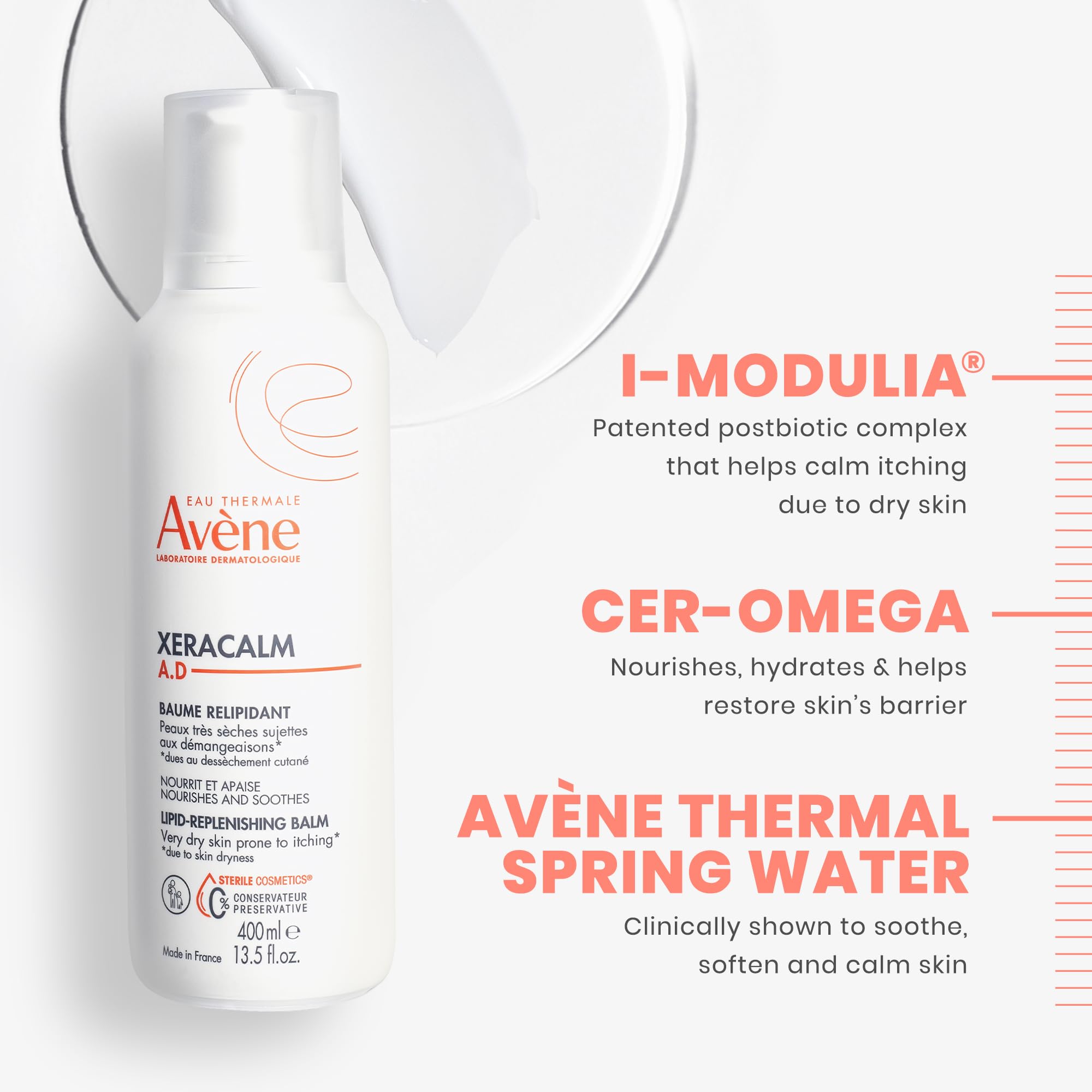 Eau Thermale Avène before-and-after dry skin areas demonstrating visible calming benefit