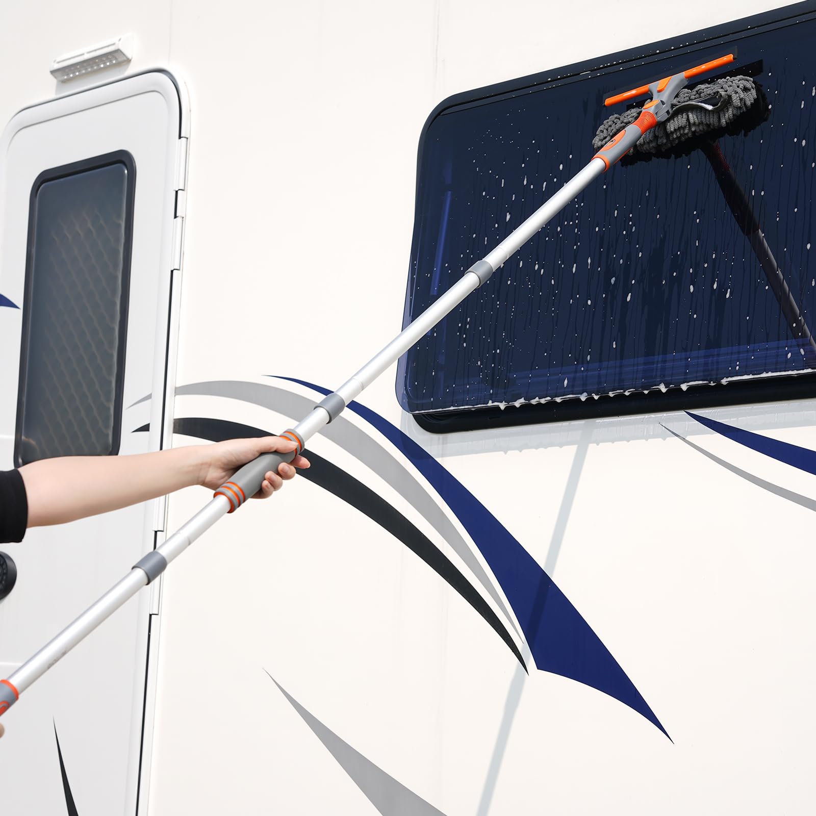 eazer poste extensible desplegado hasta 89" para alcanzar ventanas altas