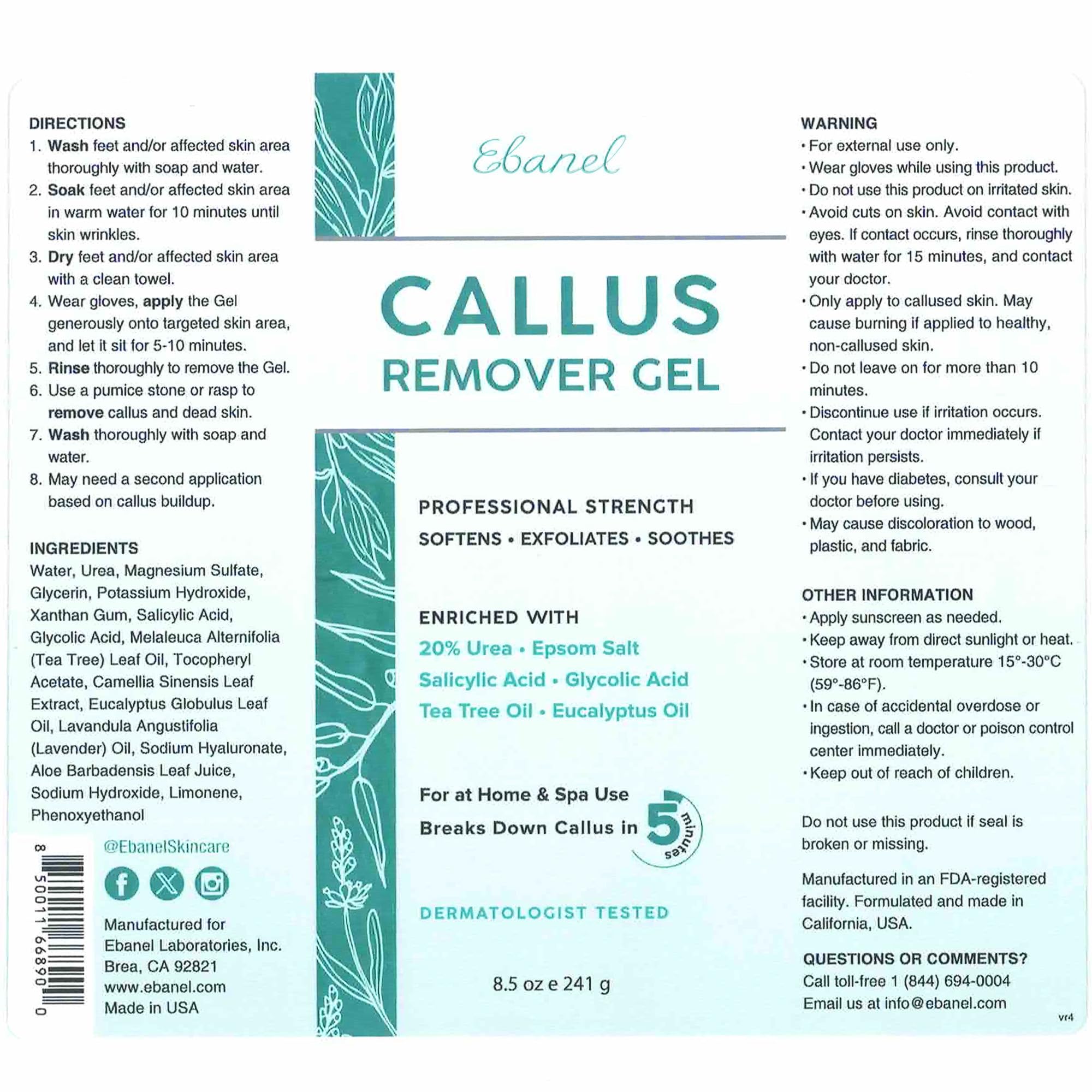 Ebanel etiqueta con ingredientes activos y eficacia exfoliante
