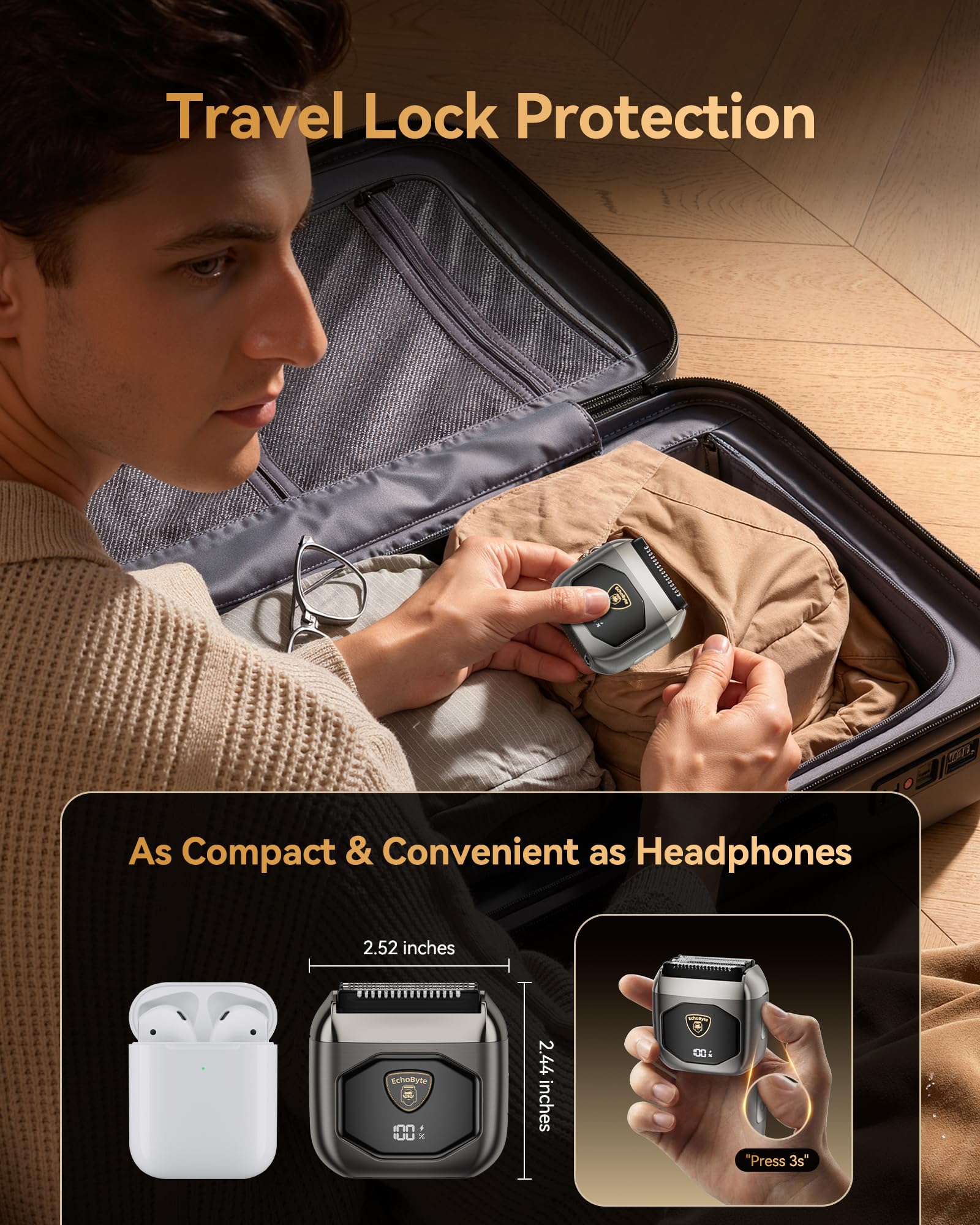 EchoByte beside smartphone benefit: compact travel-sized power and portability