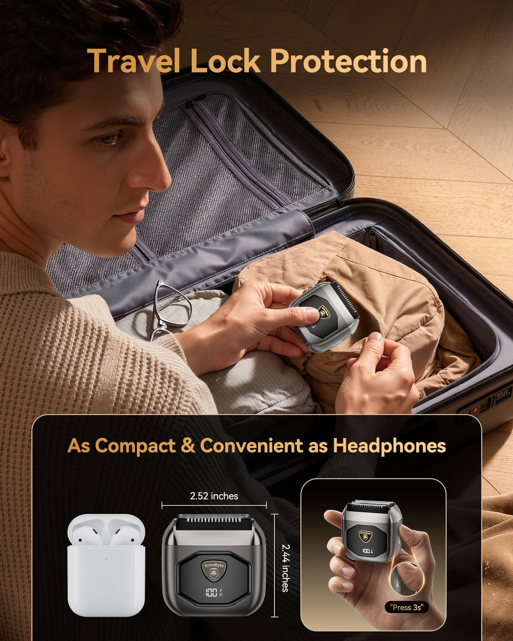 EchoByte beside smartphone benefit: compact travel-sized power and portability