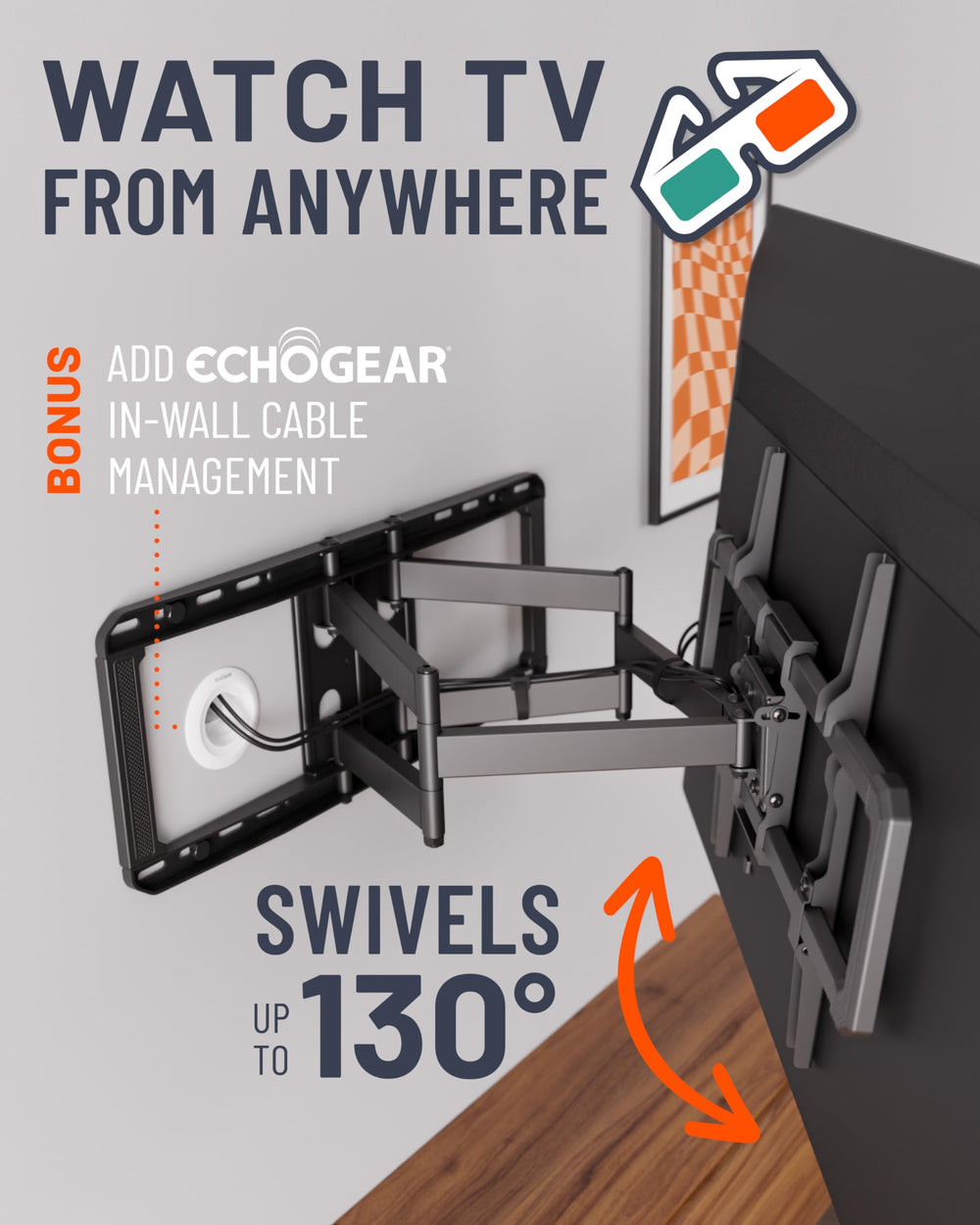 ECHOGEAR hardware kit and drill template displayed for quick installation benefit