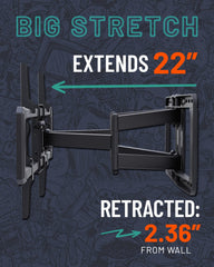 ECHOGEAR VESA bracket detail showing adjustable rails for universal fit benefit