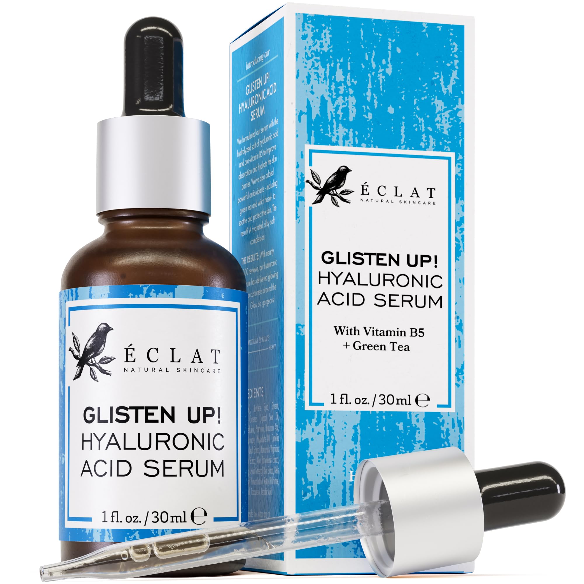 Eclat Skincare botella frontal mostrando presentación y beneficio hidratante