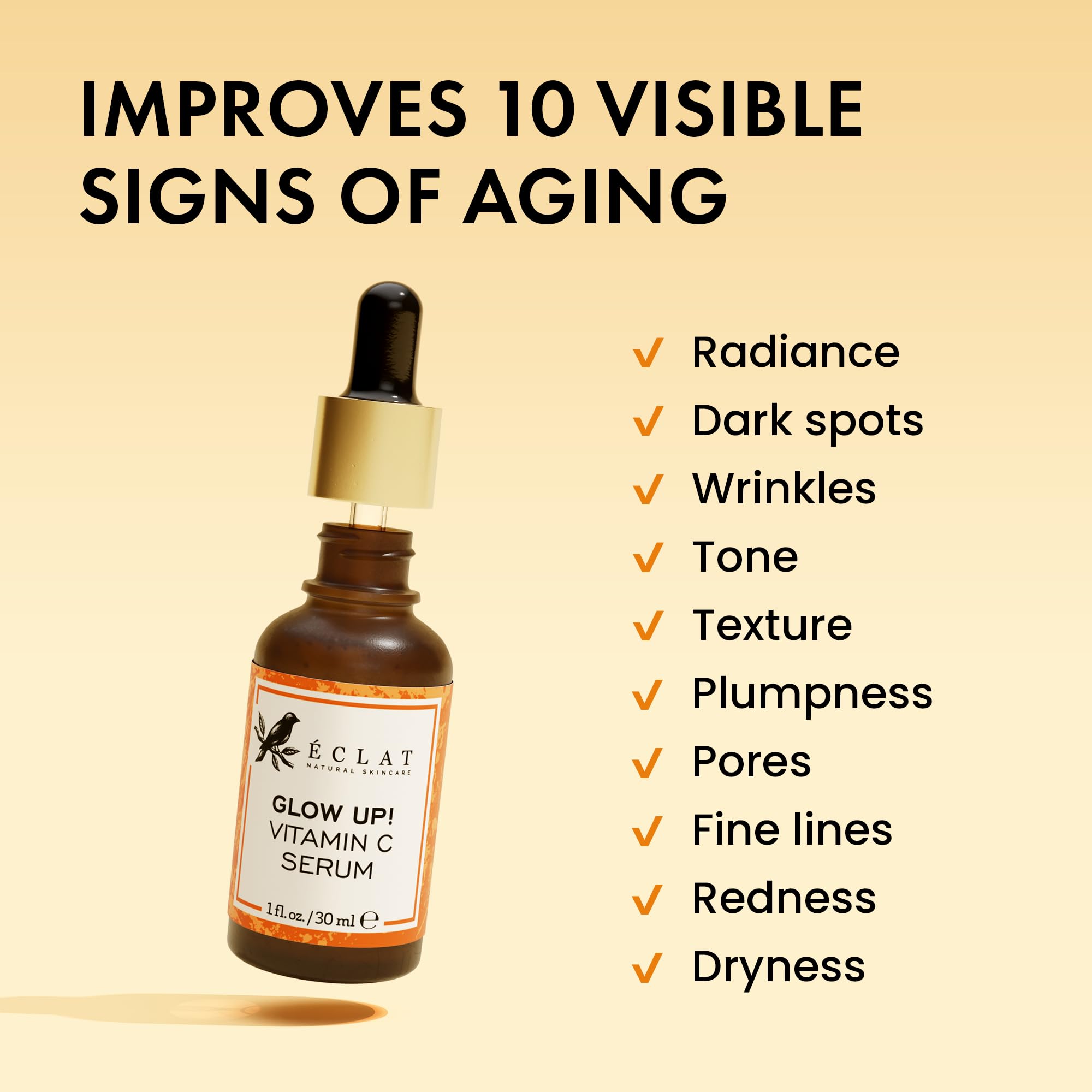 Eclat Skincare etiqueta con ingredientes clave para brillo y protección antioxidante