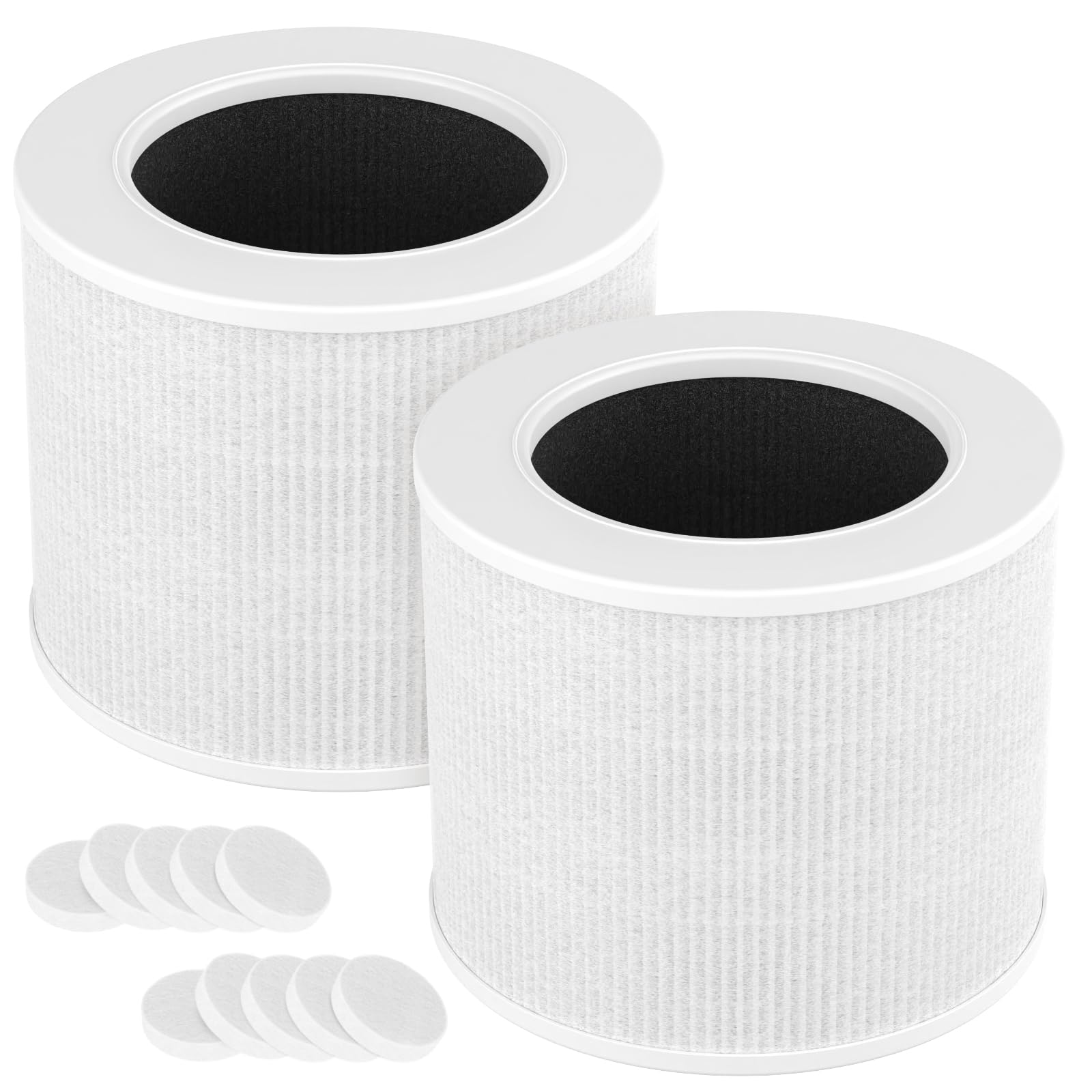 Ecleanfy frente del paquete con 2 filtros y 10 almohadillas, conveniencia inmediata