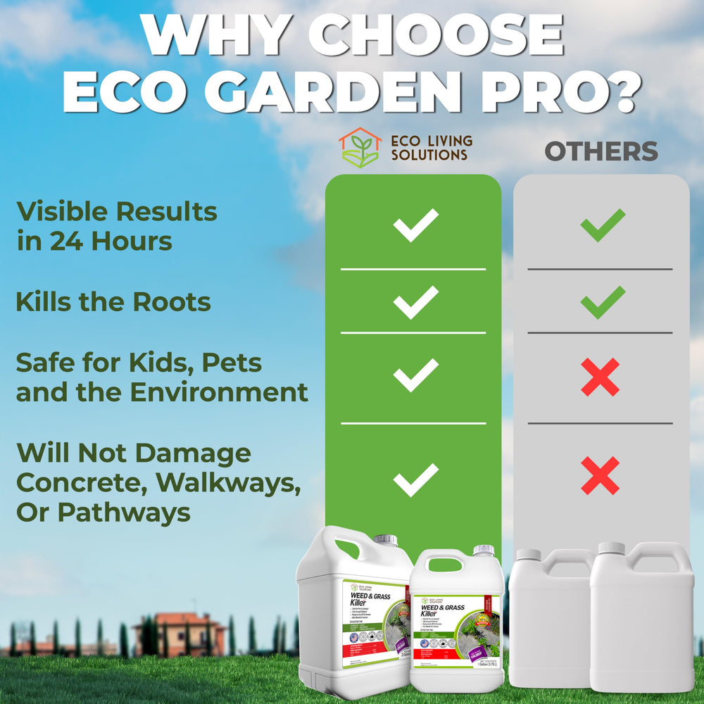 ECO Garden PRO before and after driveway weeds demonstrating quick removal