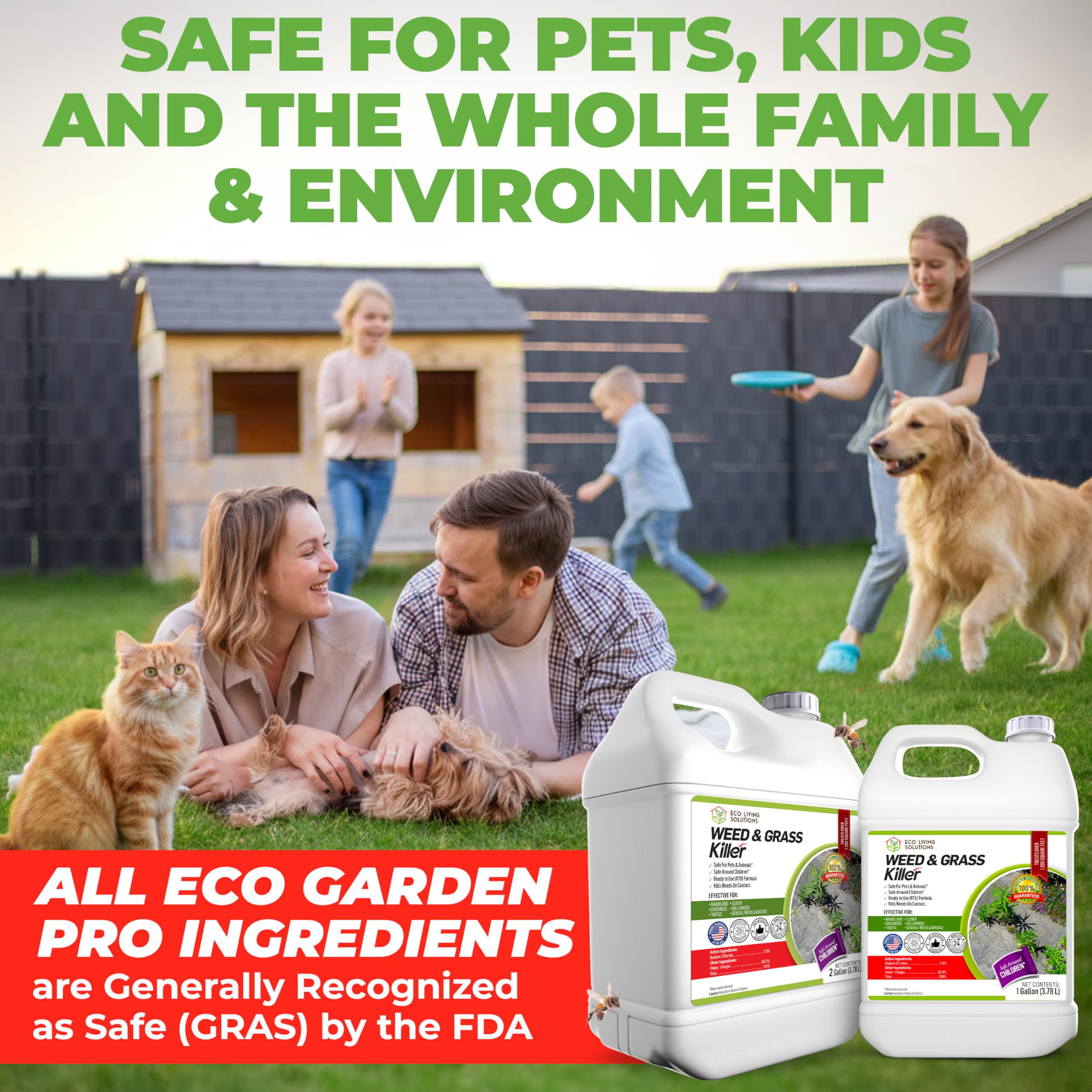 ECO Garden PRO spray nozzle in use on weeds for fast, visible control