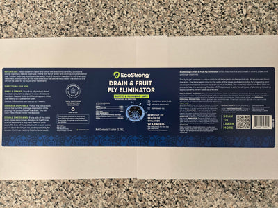Eco Strong label close-up showing usage instructions and safe storage