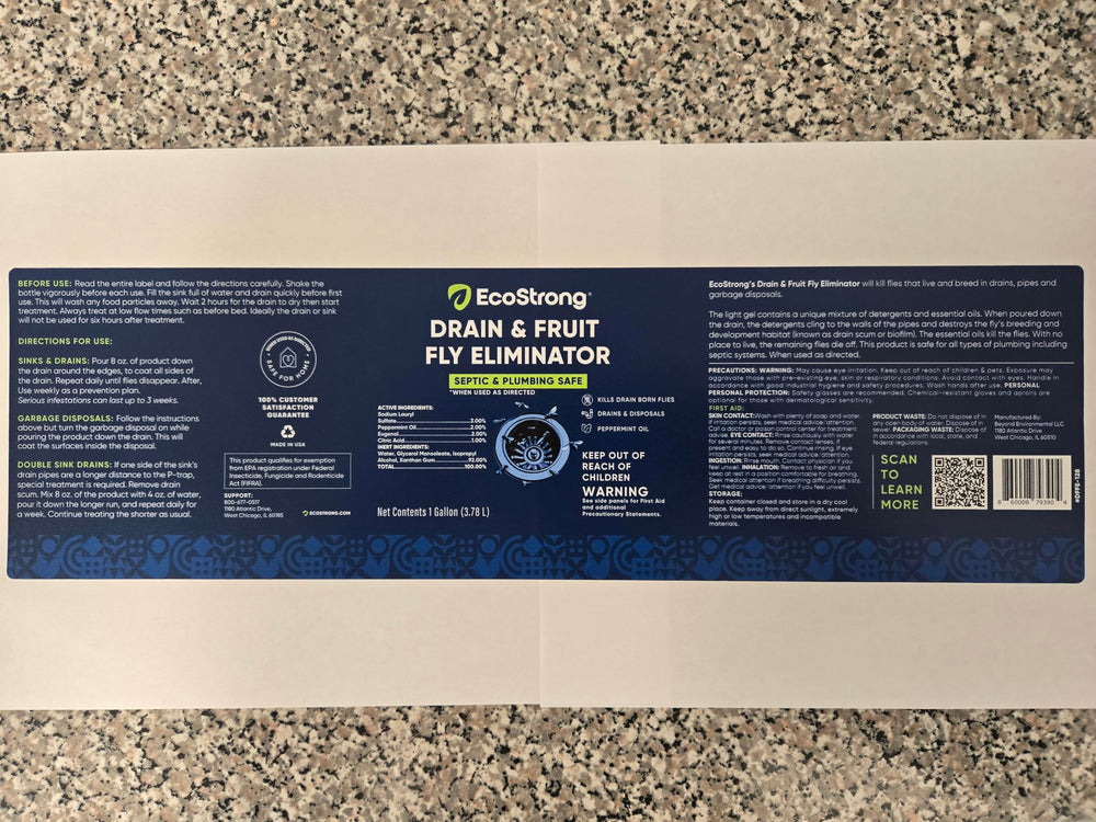 Eco Strong label close-up showing usage instructions and safe storage