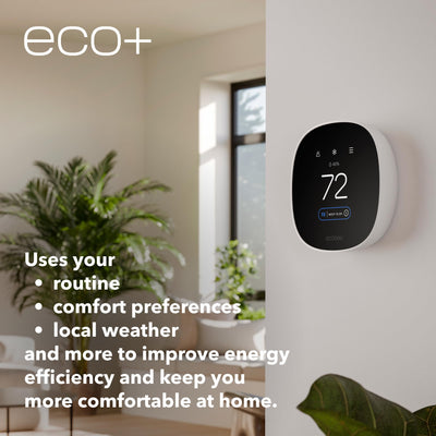 ecobee retail box and quick start guide showing included components and easy setup benefit