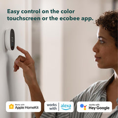 ecobee slim side profile showing low‑protrusion design for neat wall installation benefit: discreet fit