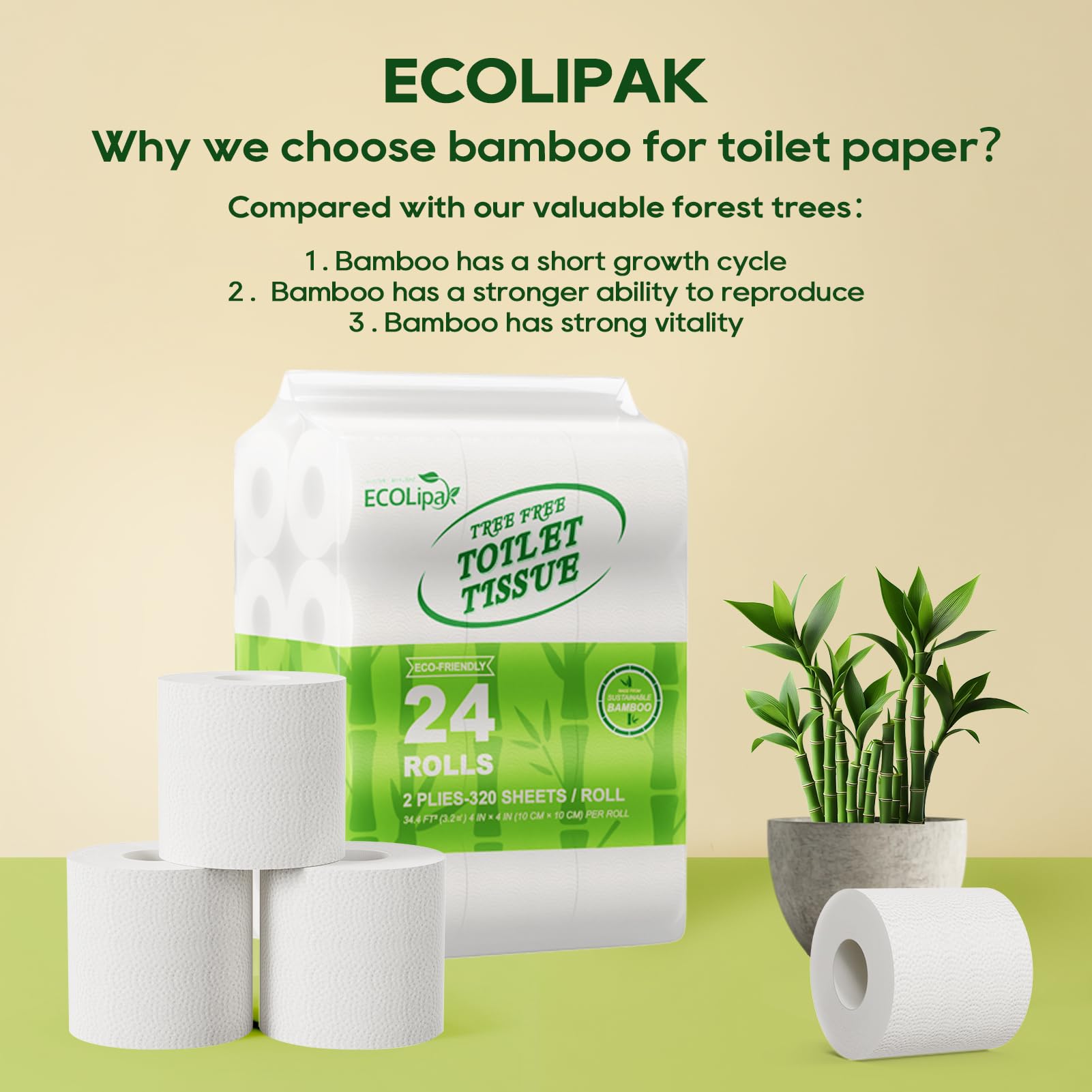 ECOLipak tallos de bambú y símbolo ecológico para impacto verde