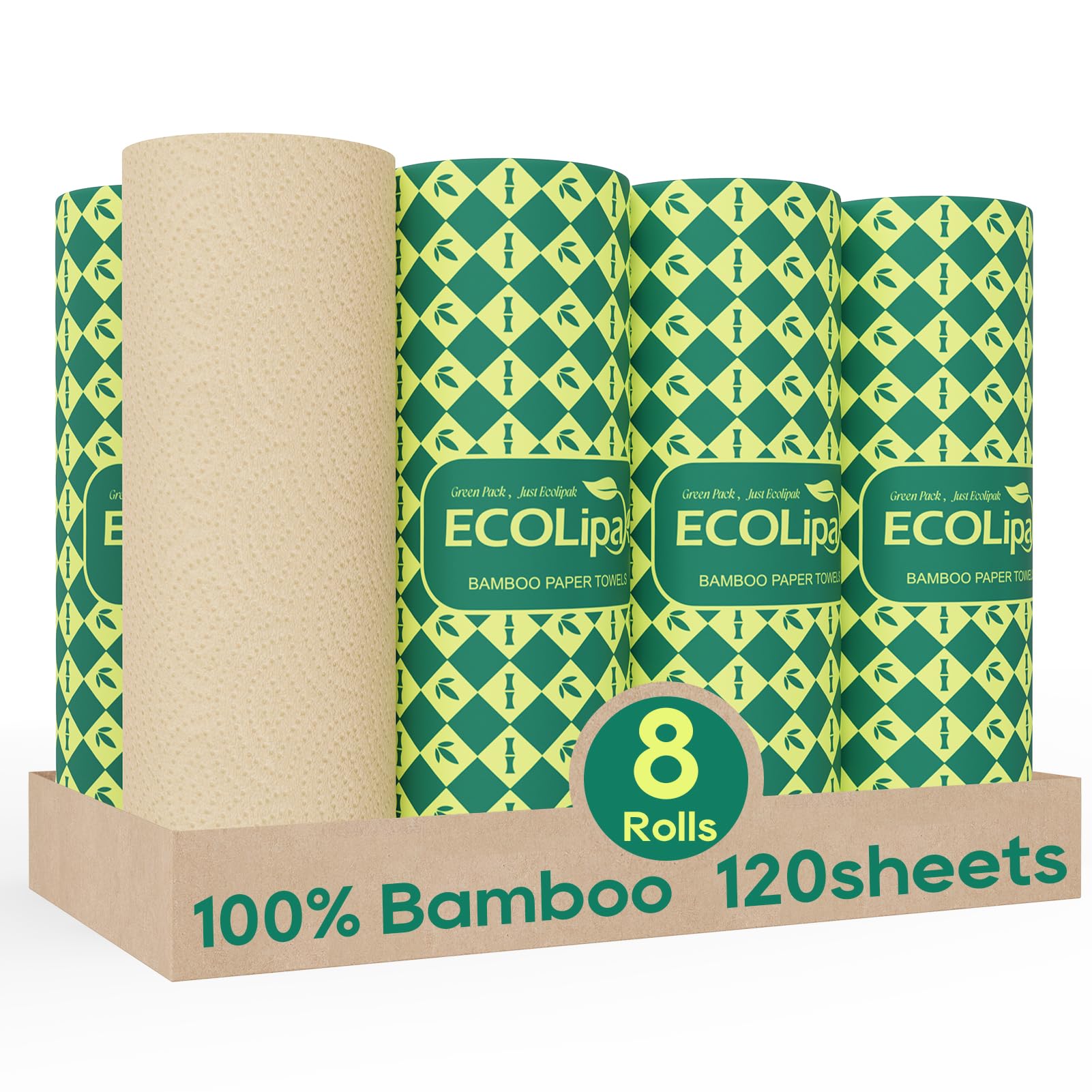 ECOlipak frente del paquete de 8 rollos muestra compostabilidad