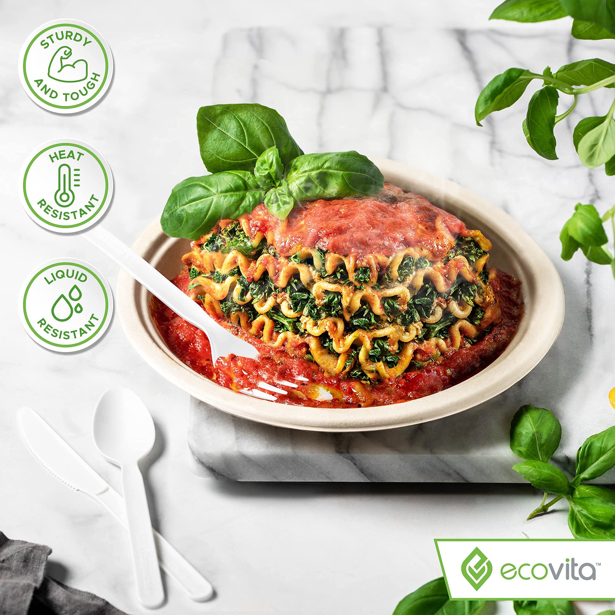 Ecovita cuchara junto a mano para comparar tamaño y escala visual