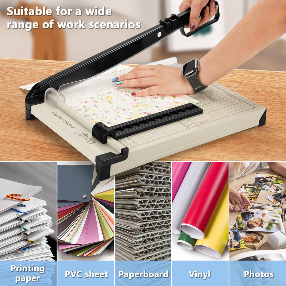 ecraft cortadora junto a papel A4 para comparar escala y capacidad
