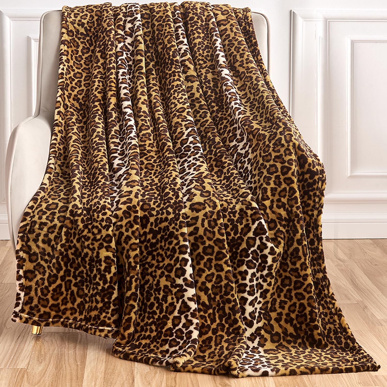 Edenleaf manta leopardo frontal mostrando estampado y confort