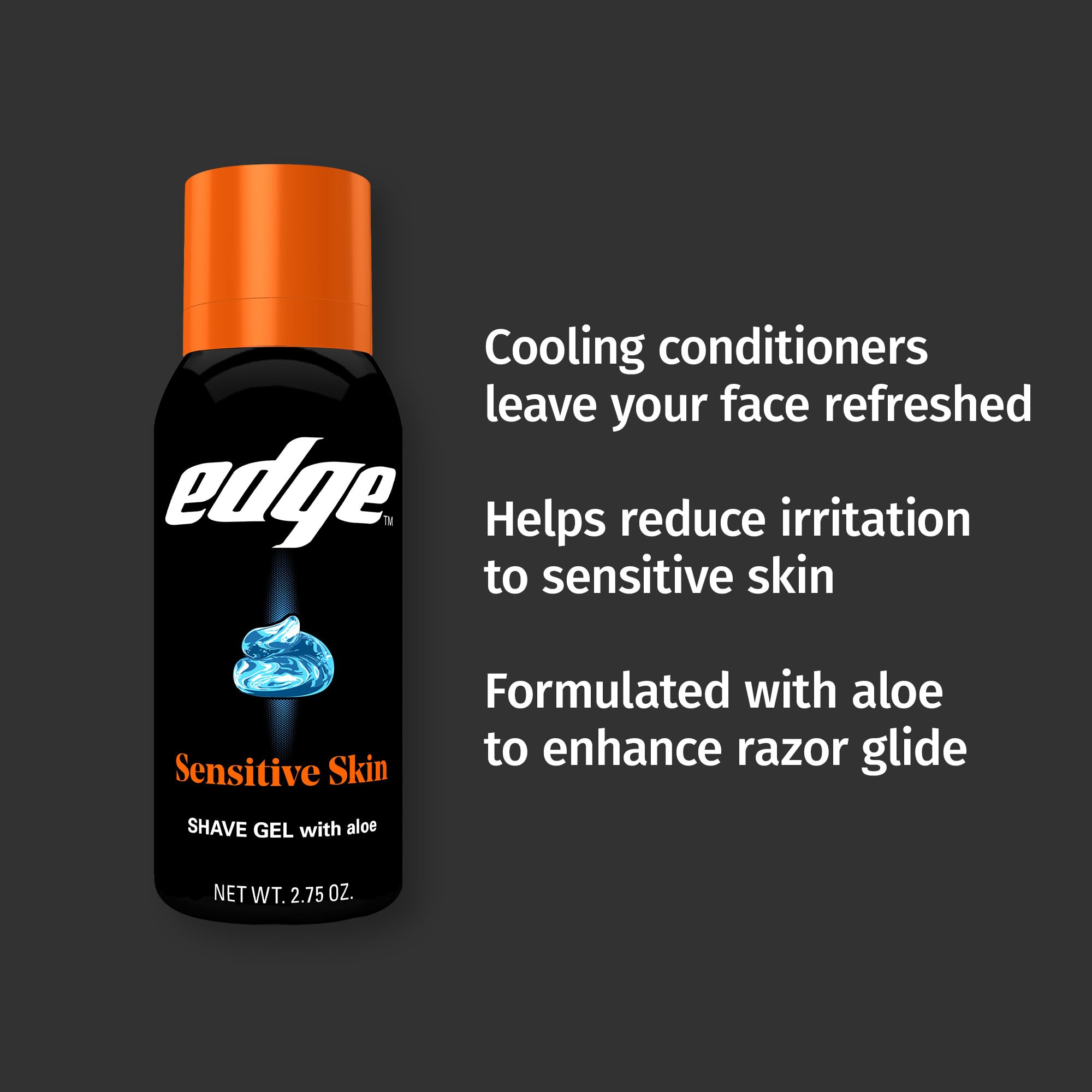 Edge gel aplicado en rostro ilustrando deslizamiento suave de la cuchilla