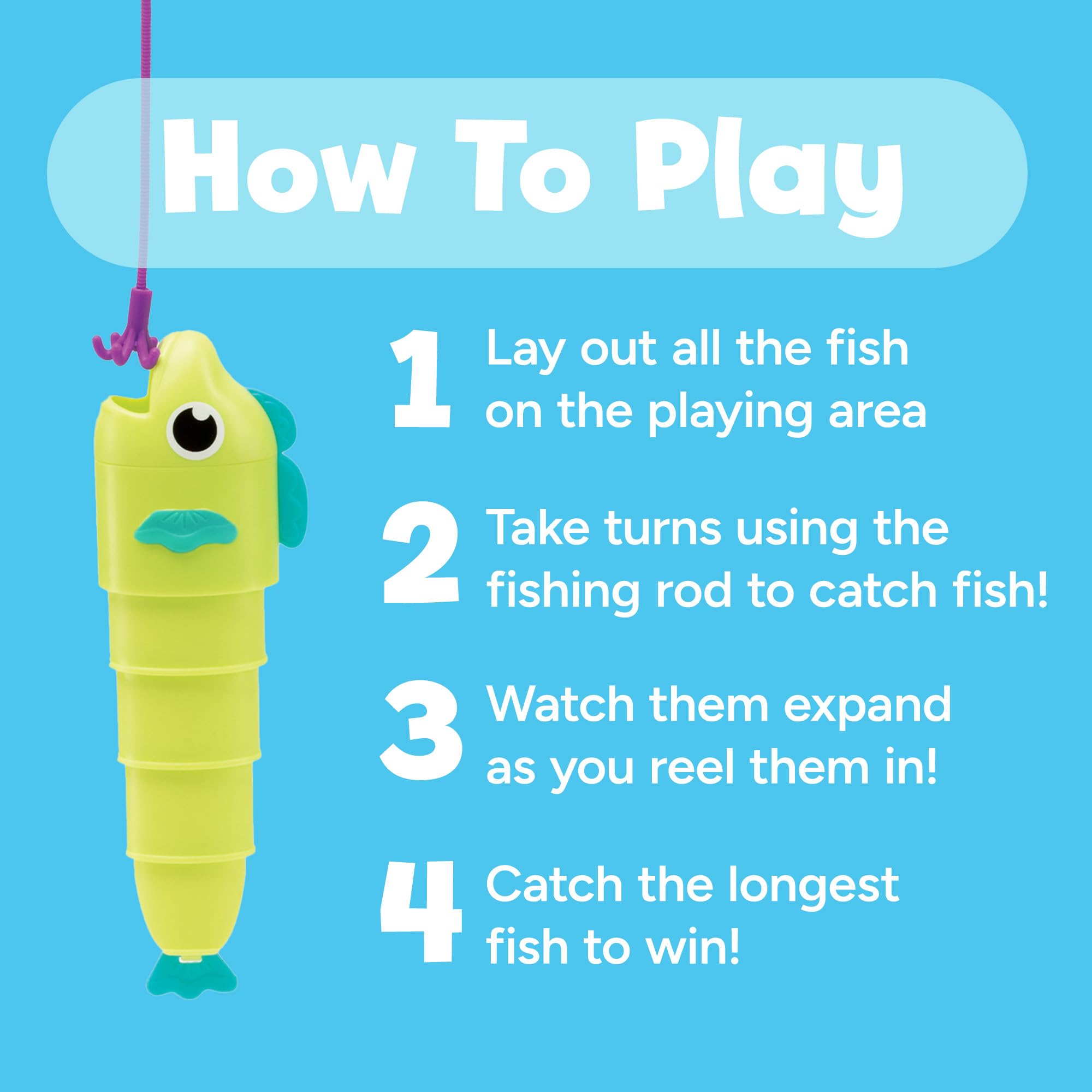 Educational Insights varios peces telescópicos extendidos mostrando diferencia de longitud