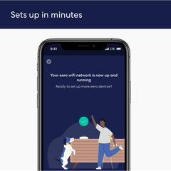 eero in living room showing extended Wi‑Fi coverage and reduced dead zones