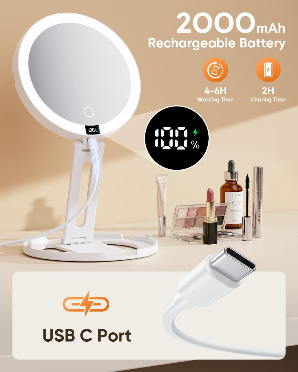 eeuuty puerto Type-C y batería 2000mAh para recarga cómoda