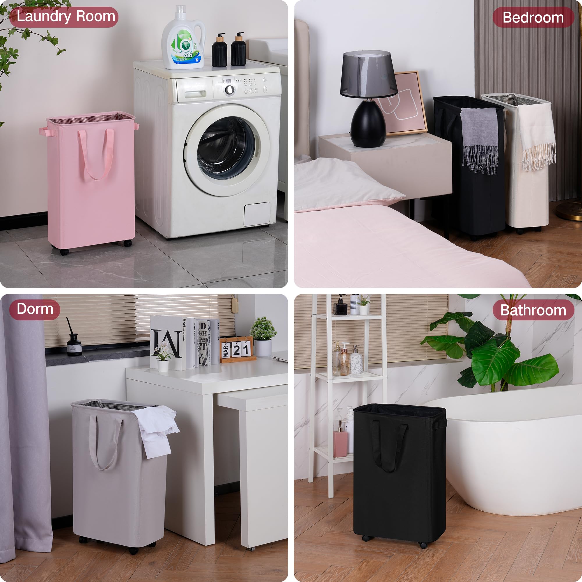 efluky cesto en espacio entre lavadora y secadora mostrando escala