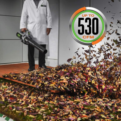 EGO Power+ trimmer cutting 15-inch swath on lawn — wider coverage saves time