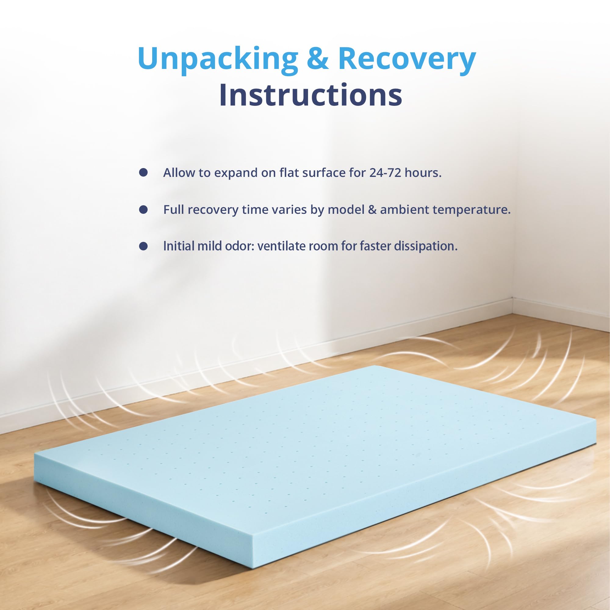 EGOHOME topper on a made bed in bedroom scene showing improved sleep comfort benefit