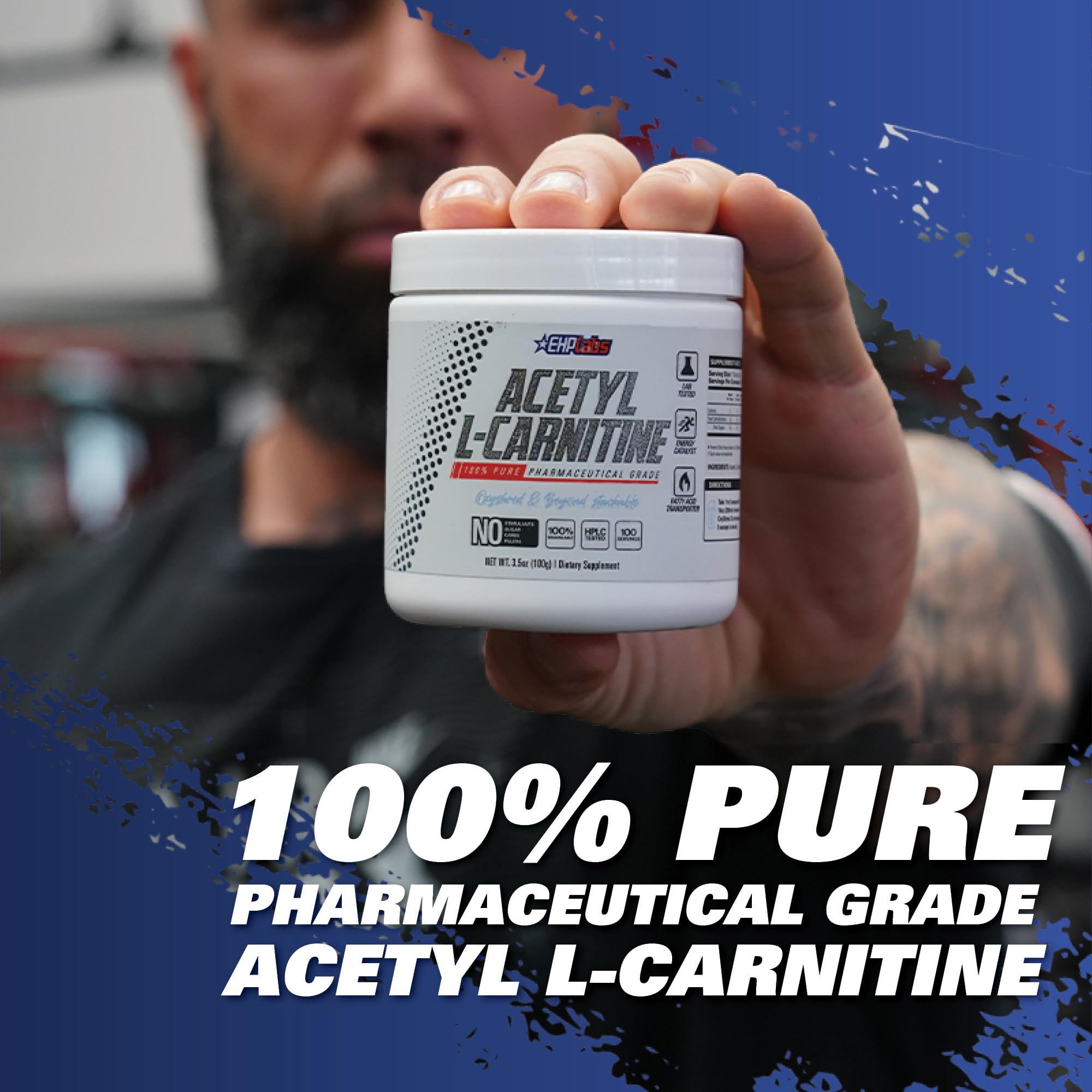 EHP Labs tub beside gym equipment showing suitability for workout routines benefit