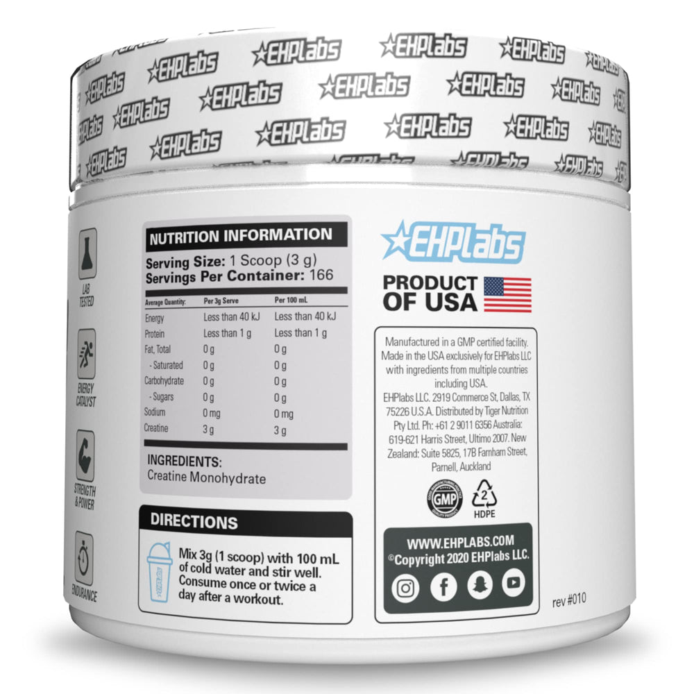 EHP Labs CREA-8 uso en gimnasio, apoyo para sesiones intensas