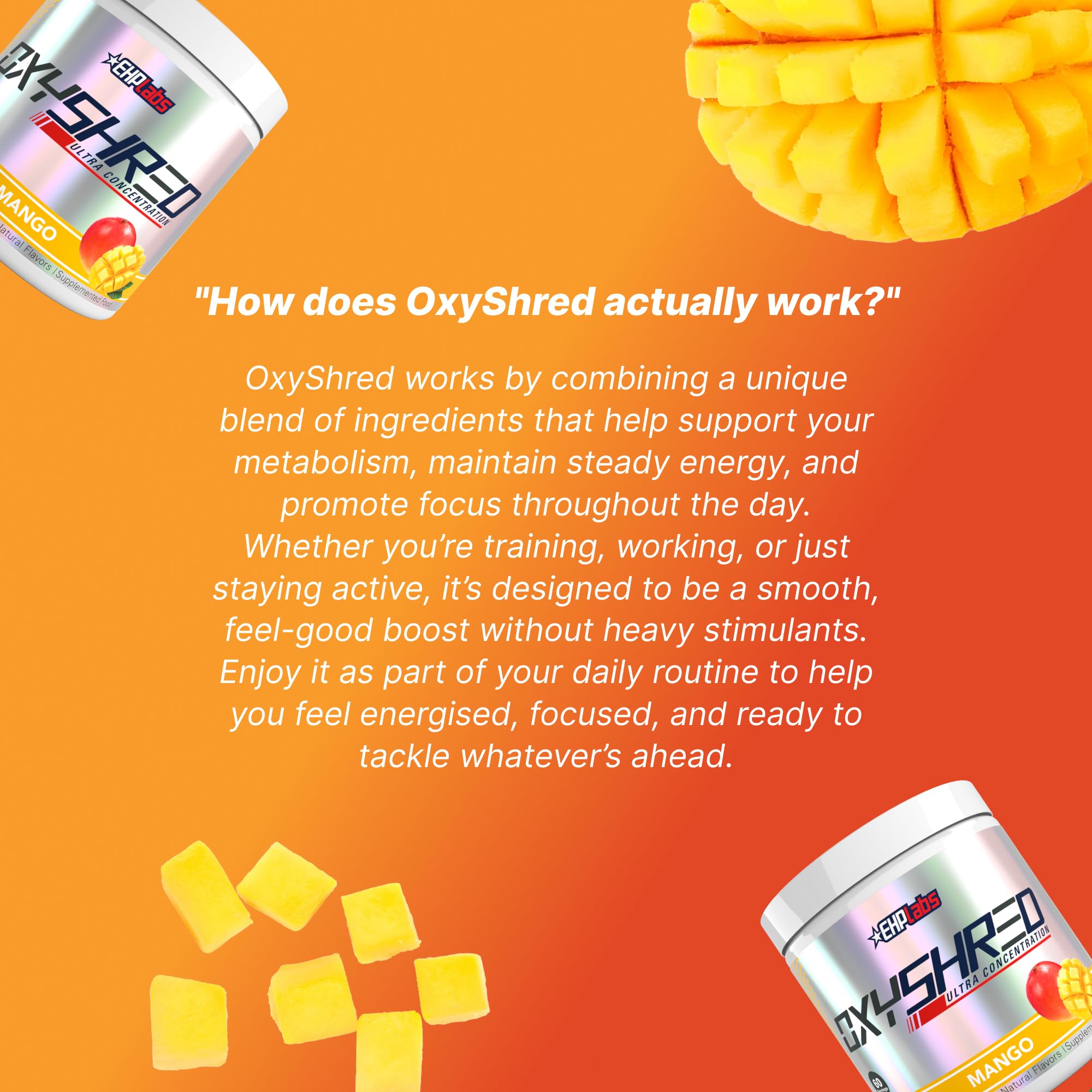 EHP Labs OxyShred ingredient display with L‑glutamine and acetyl L‑carnitine benefits