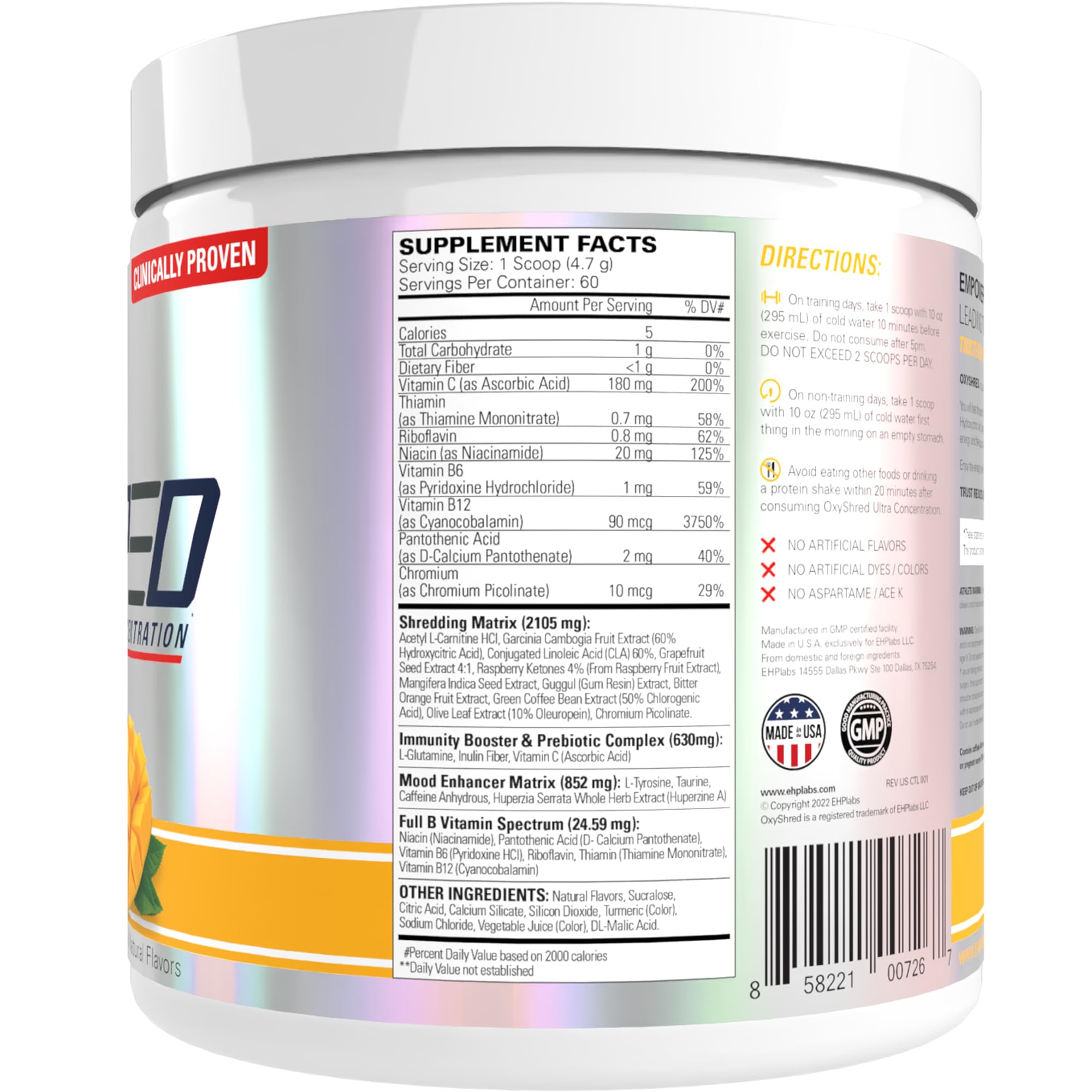 EHP Labs OxyShred scoop next to measuring scale showing serving size accuracy