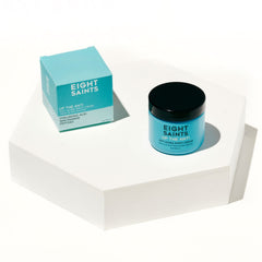 Eight Saints open jar showing rich cream texture for deep overnight hydration