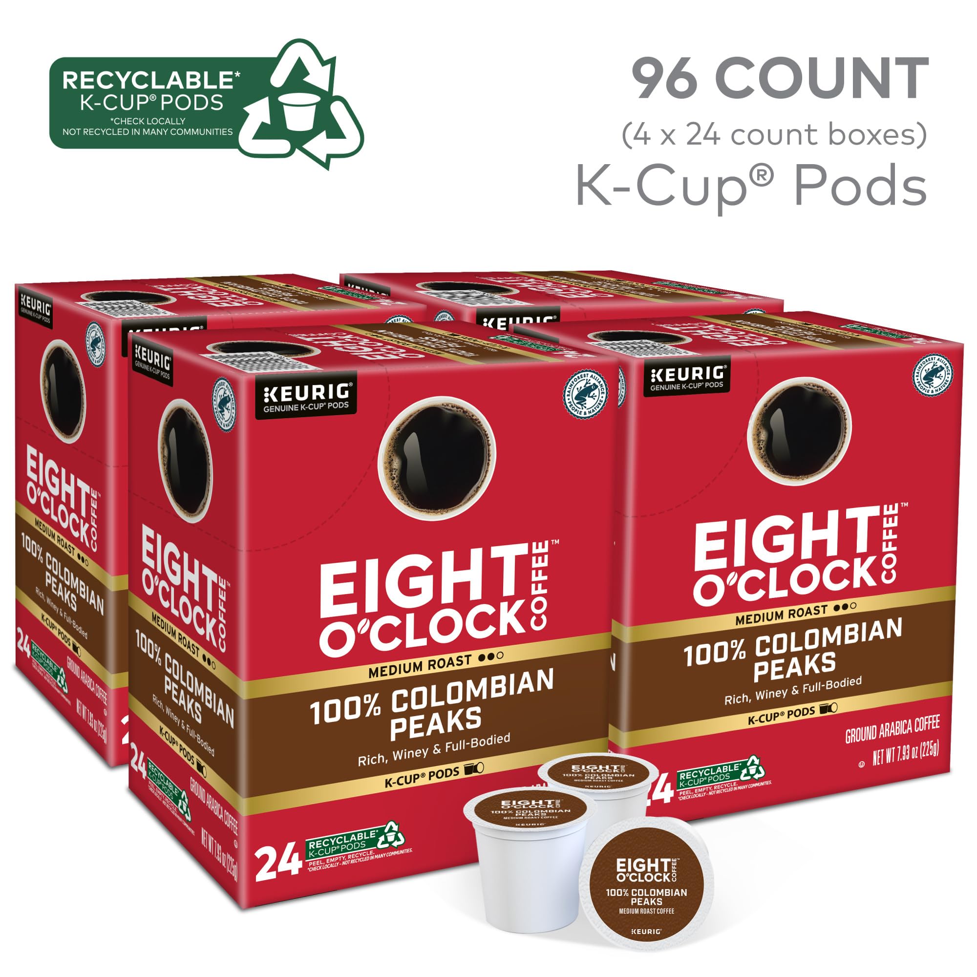 Eight O'Clock Coffee cápsula K-Cup en primer plano con diseño y facilidad de uso