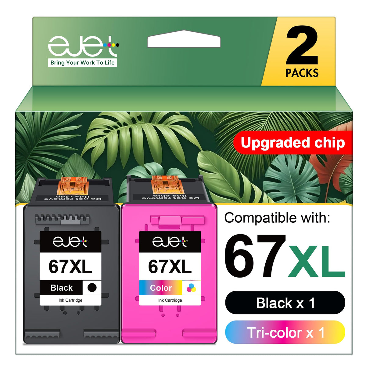 ejet empaque frontal mostrando pack 2 cartuchos, ahorro y compatibilidad