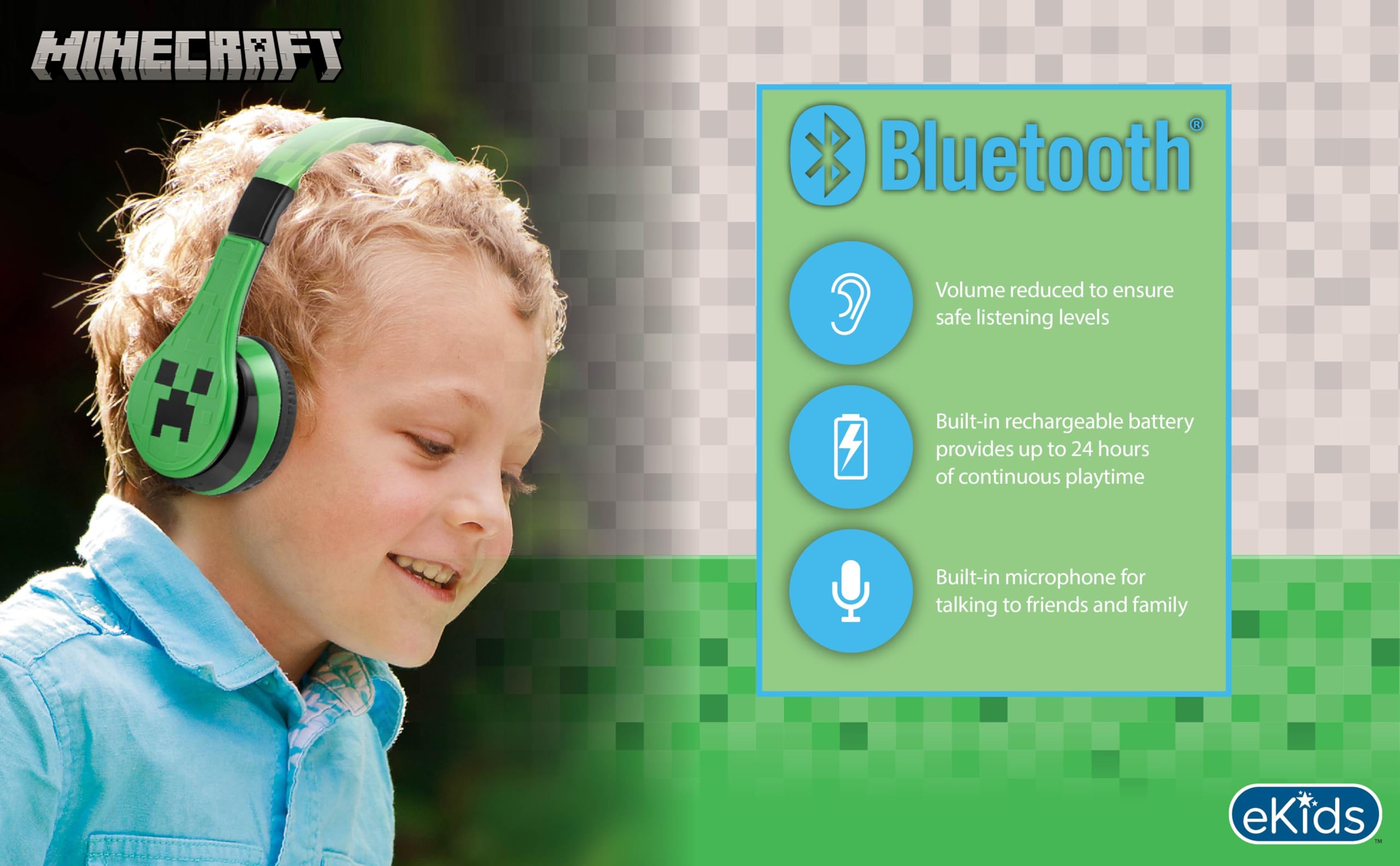 eKids detalle gráfico Minecraft en copa, diseño atractivo para niños